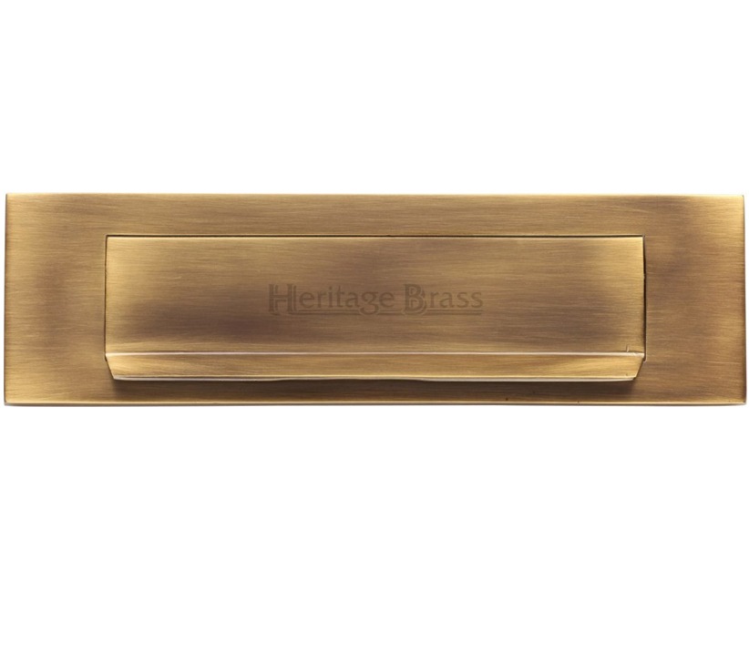 Heritage Brass Gravity Flap Letter Plate (280mm X 80mm), Antique Brass