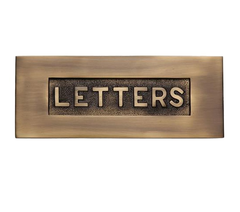 Heritage Brass Letters Embossed Letter Plate (254mm X 101mm), Antique Brass