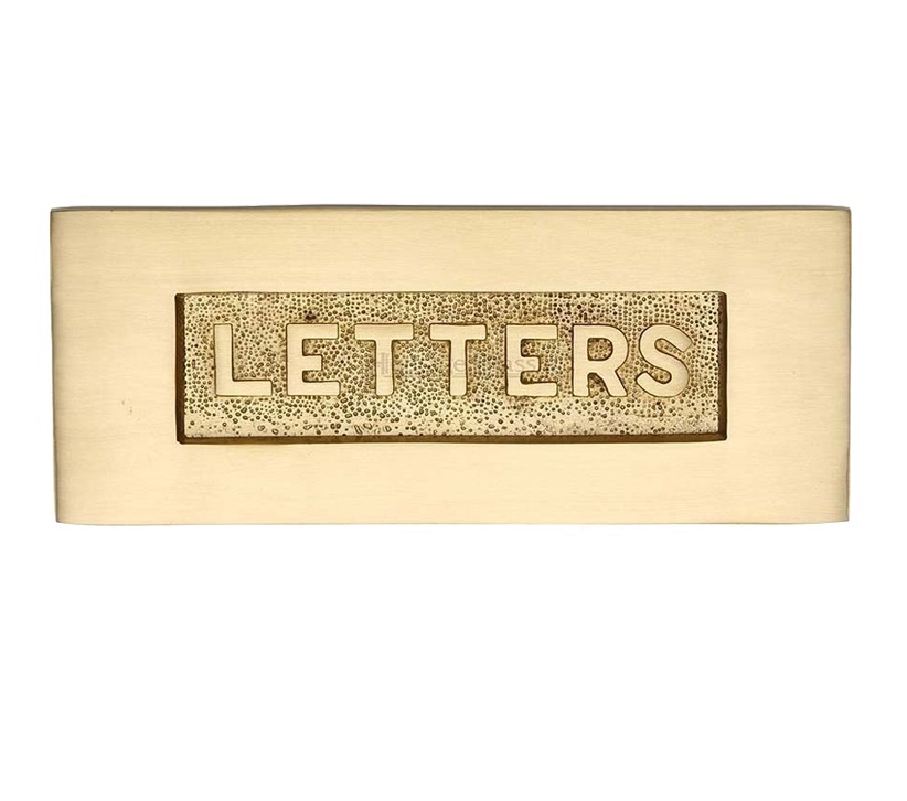 Heritage Brass Letters Embossed Letter Plate (254mm X 101mm), Satin Brass