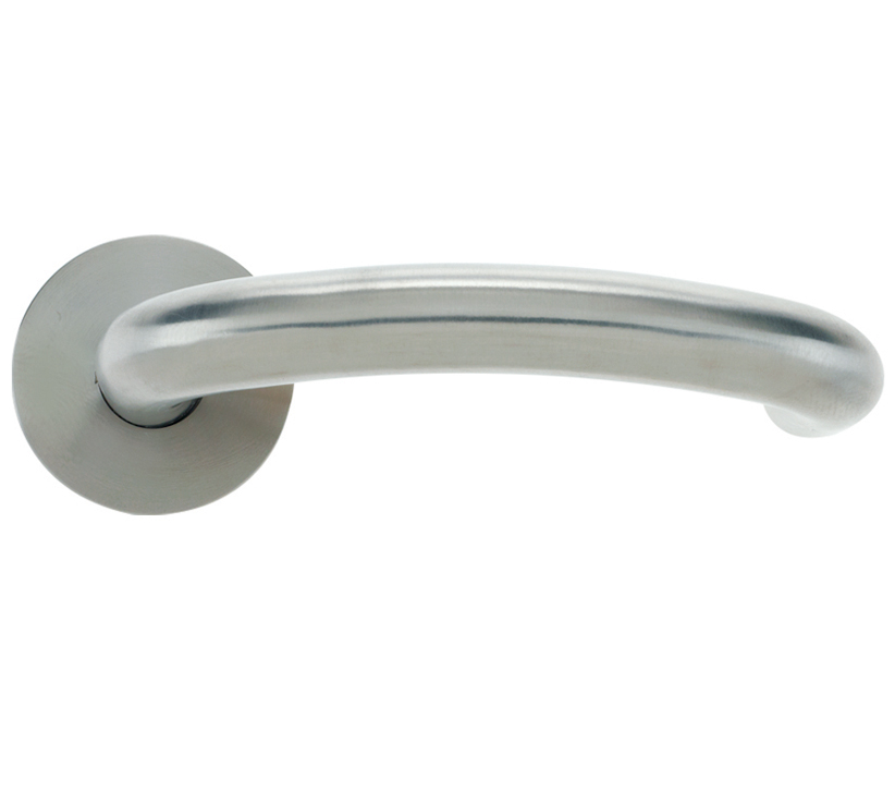 Zoo Hardware Vier Arch Rtd Lever On Round Rose, Satin Stainless Steel  (sold In Pairs)