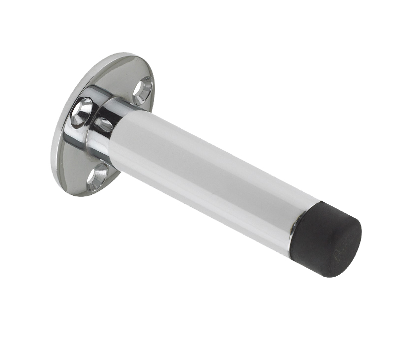 Zoo Hardware Cylinder Door Stop With Rose (76mm), Polished Chrome