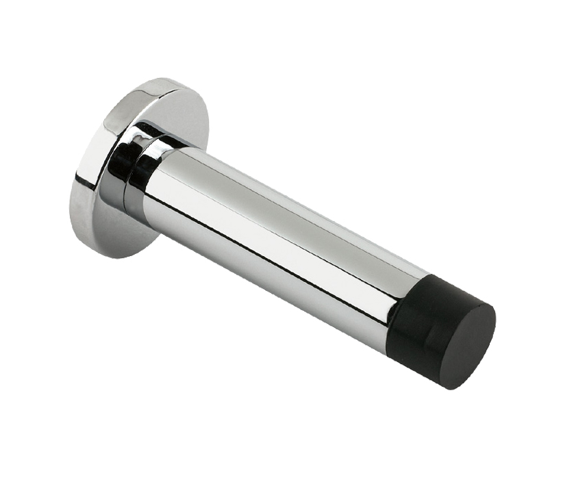 Zoo Hardware Cylinder Door Stop With Rose (70mm), Polished Chrome