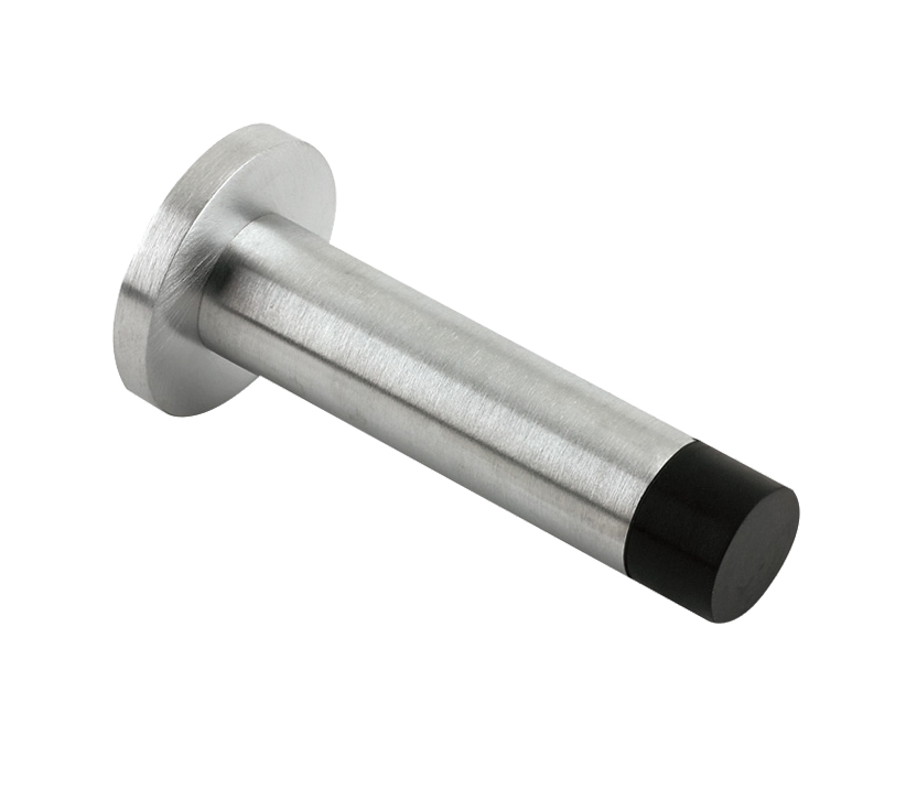 Zoo Hardware Cylinder Door Stop With Rose (70mm), Satin Chrome