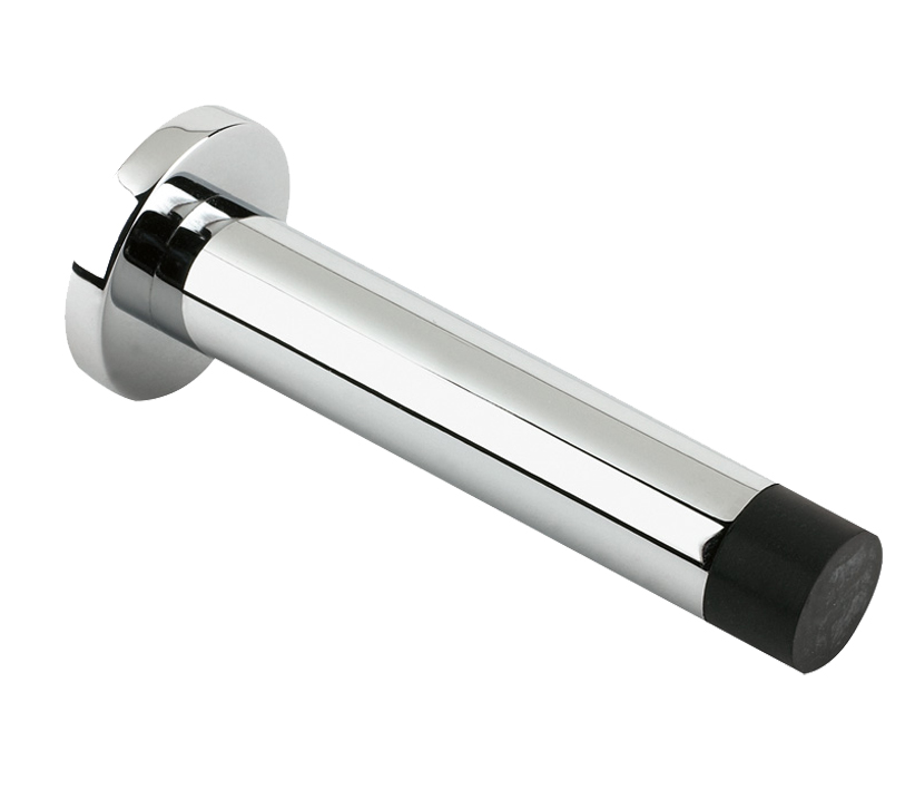 Zoo Hardware Cylinder Door Stop With Rose (80mm), Polished Chrome