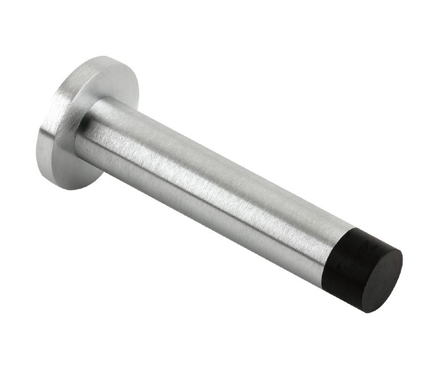 Zoo Hardware Cylinder Door Stop With Rose (80mm), Satin Chrome