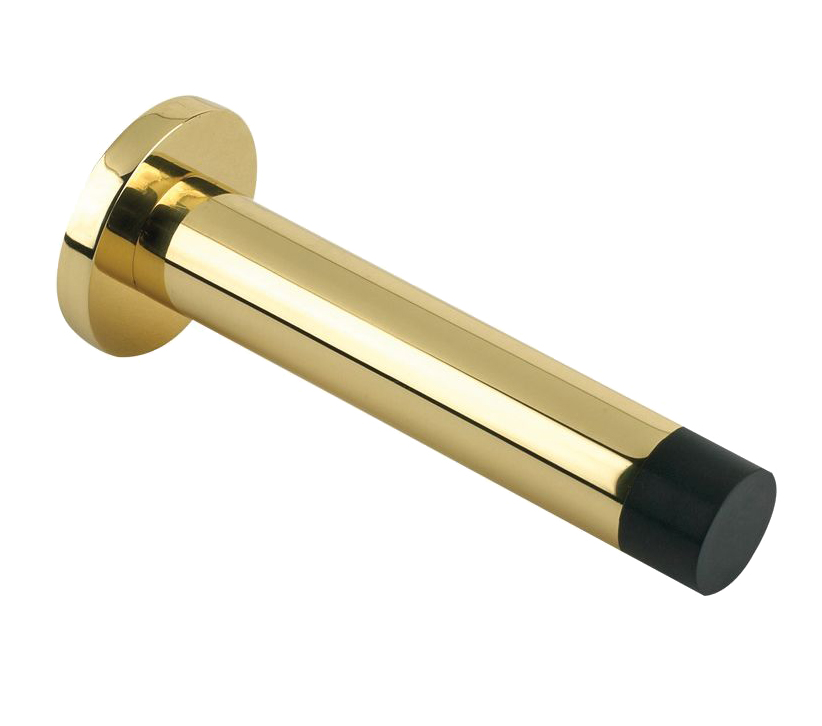 Zoo Hardware Cylinder Door Stop With Rose (80mm), Polished Brass