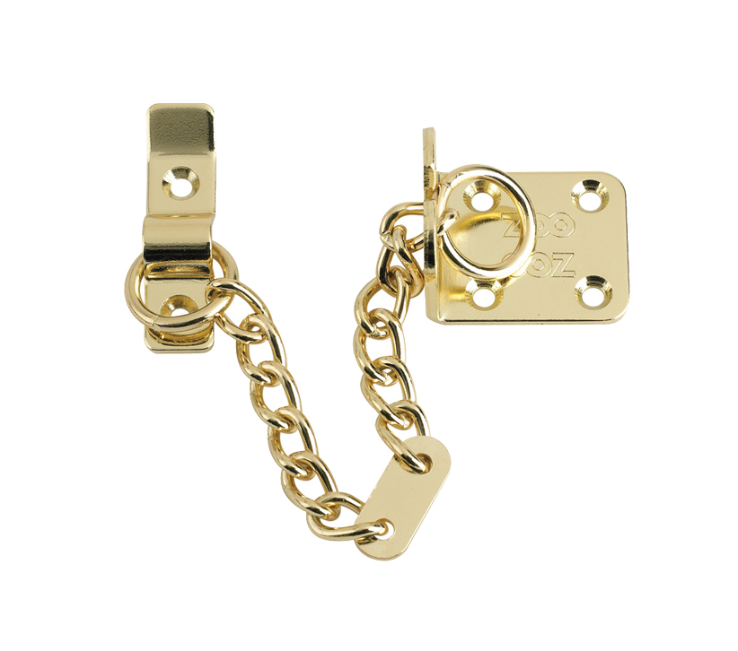 Zoo Hardware Heavy Duty Door Chain (200mm Length), Polished Brass