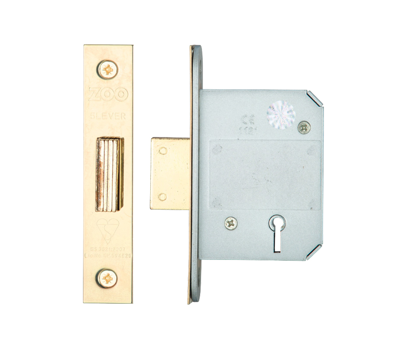 Zoo Hardware British Standard 5 Lever Dead Lock (64mm Or 76mm), Pvd Stainless Brass