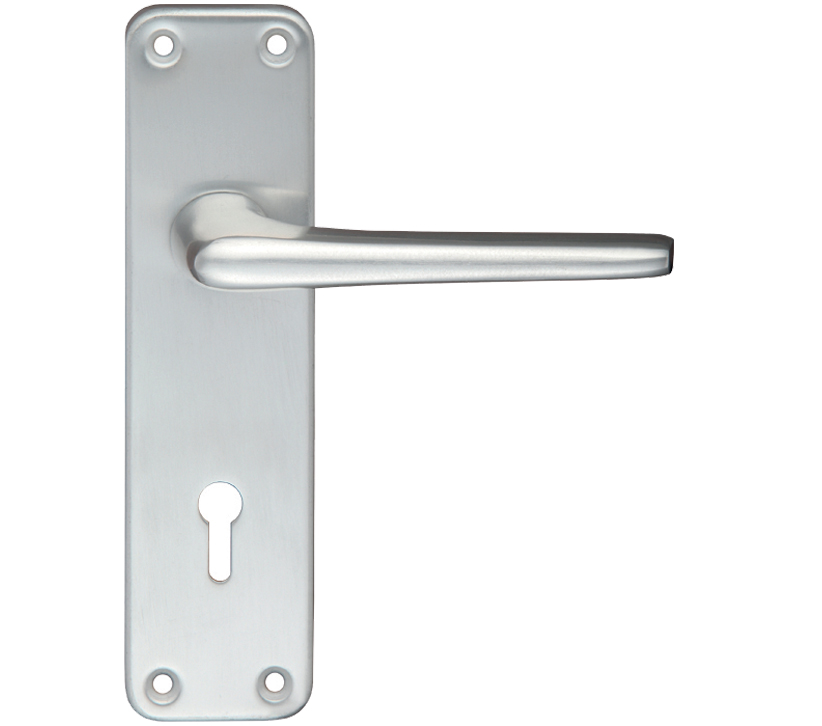 Zoo Hardware Contract Lever On Backplate, Satin Aluminium (sold In Pairs)