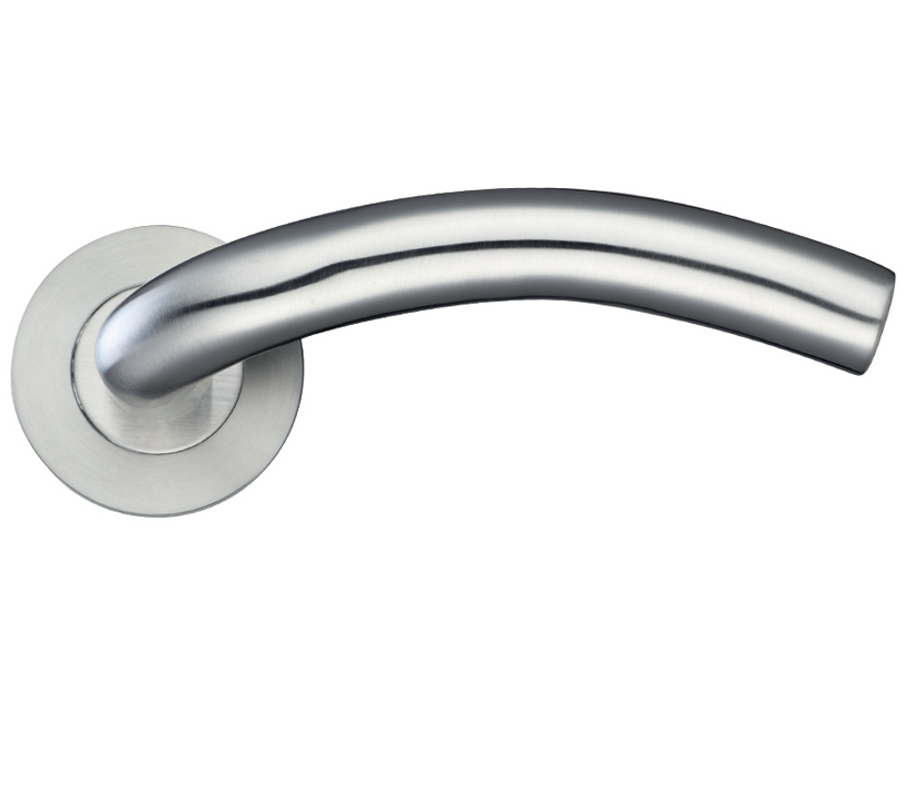 Zoo Hardware Zcs Architectural Arched Lever On Round Rose, Satin Stainless Steel (sold In Pairs)