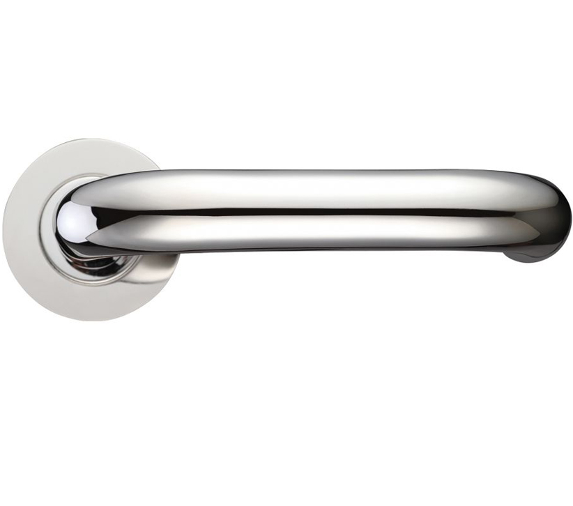 Zoo Hardware Zcs Architectural Rtd Lever On Round Rose, Polished Stainless Steel (sold In Pairs)