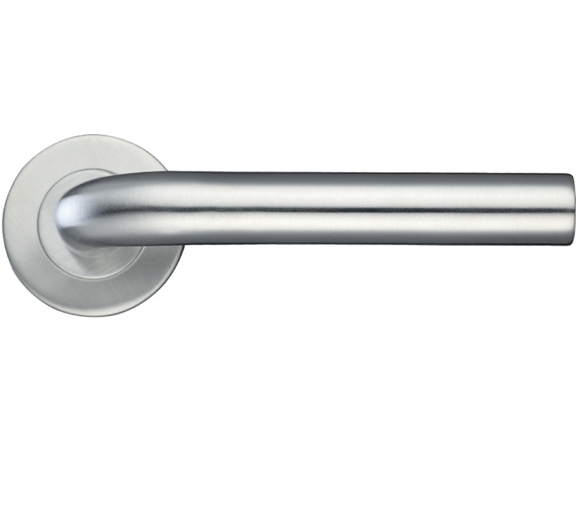 Zoo Hardware Zcs2 Radius Lever On Round Rose, Satin Stainless Steel (sold In Pairs)