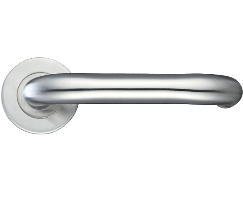 Zoo Hardware Zcs2 Contract Rtd Lever On Round Rose, Satin Stainless Steel (sold In Pairs)