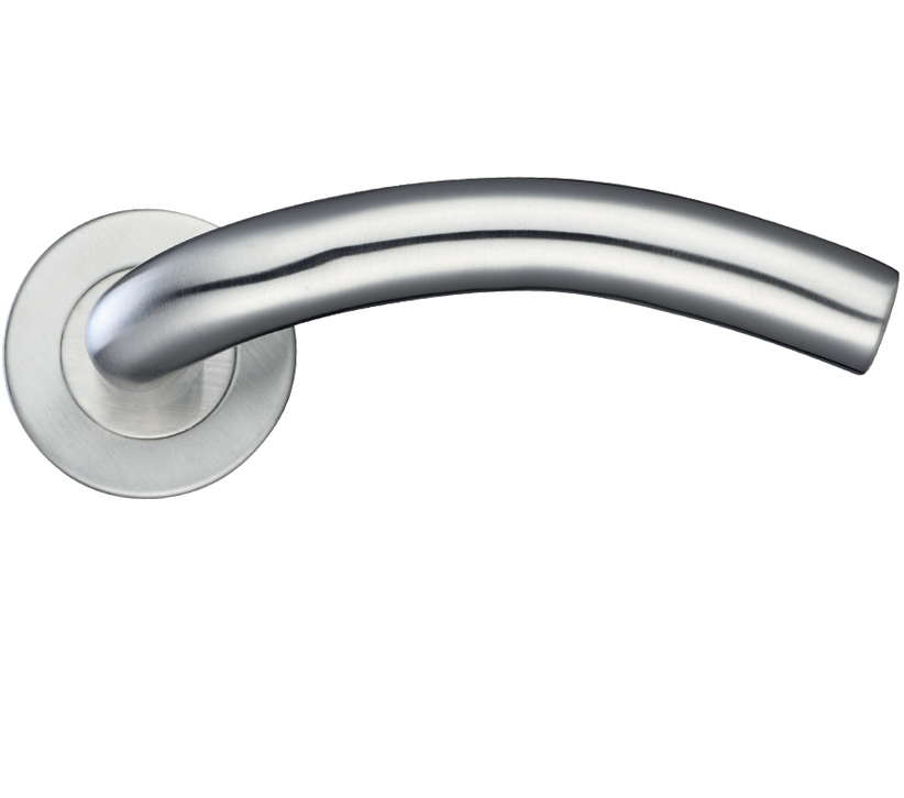Zoo Hardware Zcs2 Contract Arched Lever On Round Rose, Satin Stainless Steel (sold In Pairs)