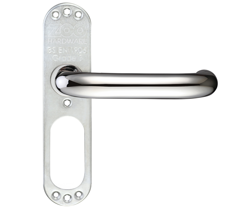 Zoo Hardware Zcs Architectural 19mm Rtd Lever On Short Inner Backplate, Polished Stainless Steel (sold In Pairs)