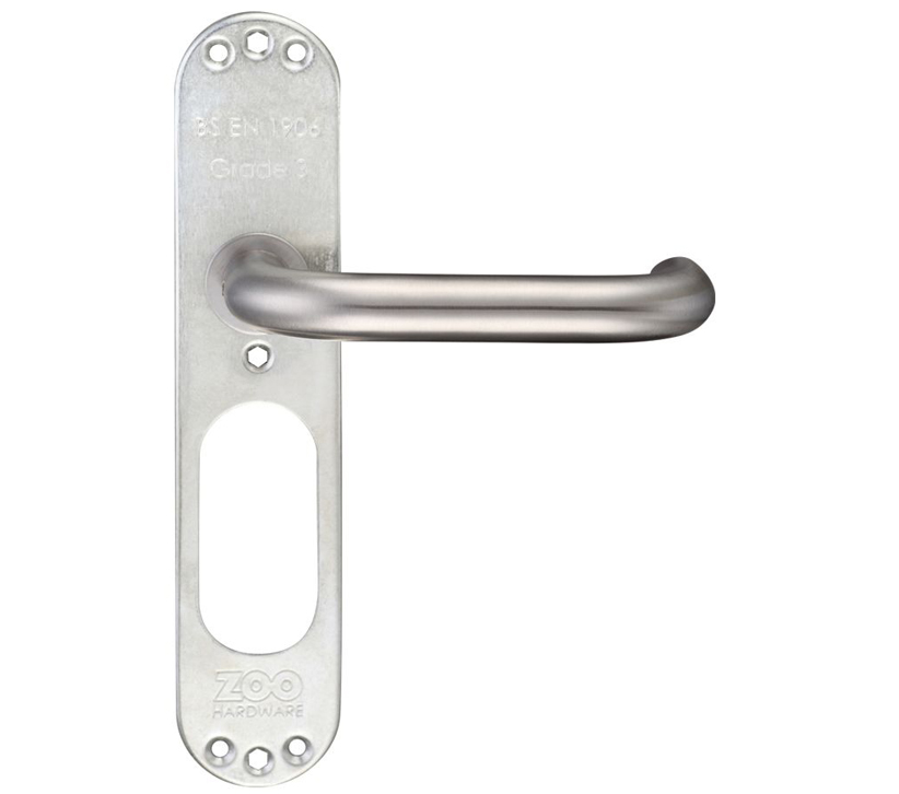 Zoo Hardware Zcs 19mm Rtd Lever On Inner Backplate, Satin Stainless Steel (sold In Pairs)