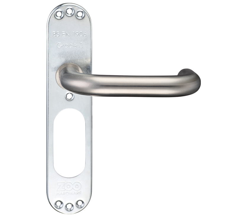 Zoo Hardware Zcs Architectural 22mm Rtd Lever On Inner Backplate, Satin Stainless Steel (sold In Pairs)