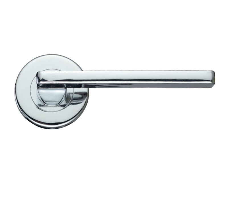 Zoo Hardware Stanza Leon Contract Lever On Round Rose, Polished Chrome (sold In Pairs)