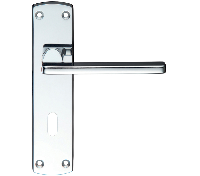 Zoo Hardware Stanza Leon Contract Door Handles On Backplate, Polished Chrome (sold In Pairs)