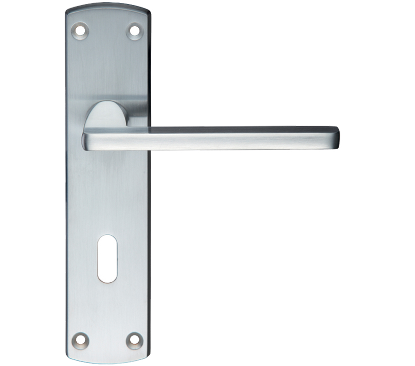 Zoo Hardware Stanza Leon Contract Door Handles On Backplate, Satin Chrome (sold In Pairs)