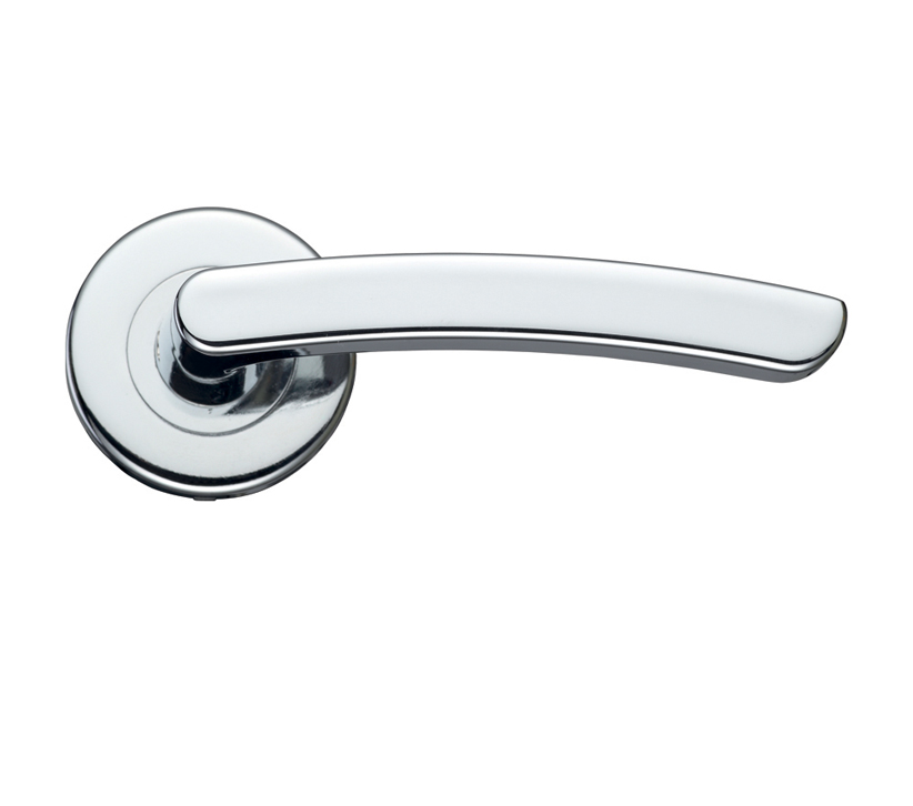 Zoo Hardware Stanza Santiago Contract Lever On Round Rose, Polished Chrome (sold In Pairs)