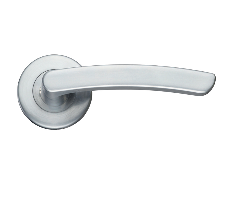 Zoo Hardware Stanza Santiago Contract Lever On Round Rose, Satin Chrome (sold In Pairs)
