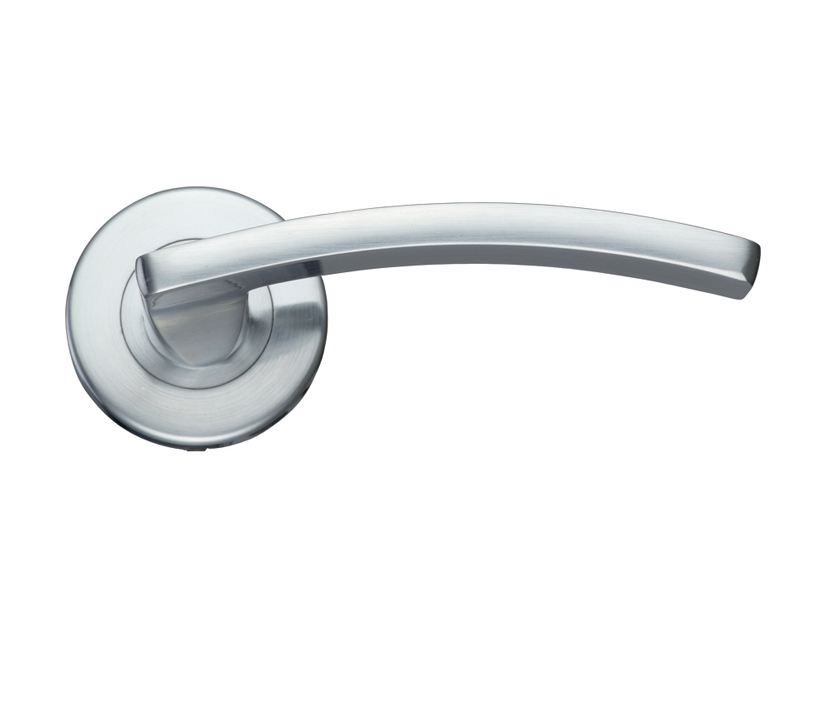 Zoo Hardware Stanza Toledo Contract Lever On Round Rose, Satin Chrome (sold In Pairs)