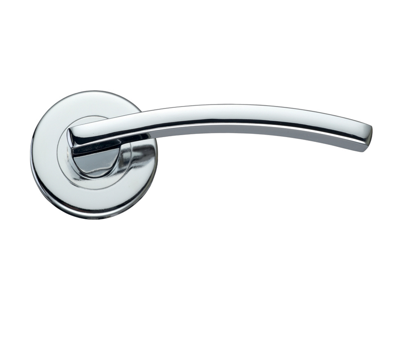 Zoo Hardware Stanza Toledo Contract Lever On Round Rose, Polished Chrome (sold In Pairs)