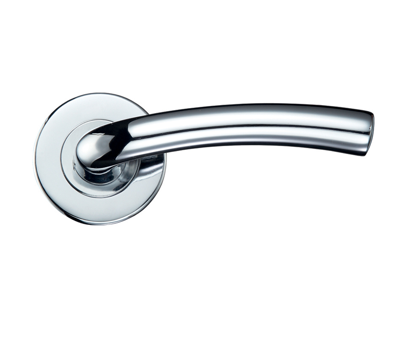 Zoo Hardware Stanza Seville Contract Lever On Round Rose, Polished Chrome (sold In Pairs)
