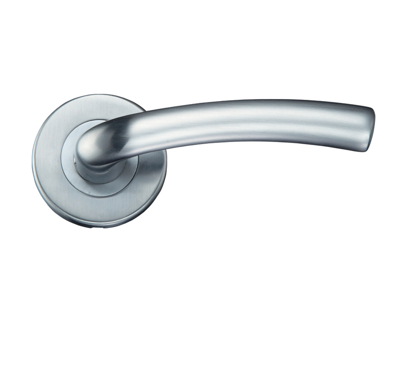 Zoo Hardware Stanza Seville Contract Lever On Round Rose, Satin Chrome (sold In Pairs)