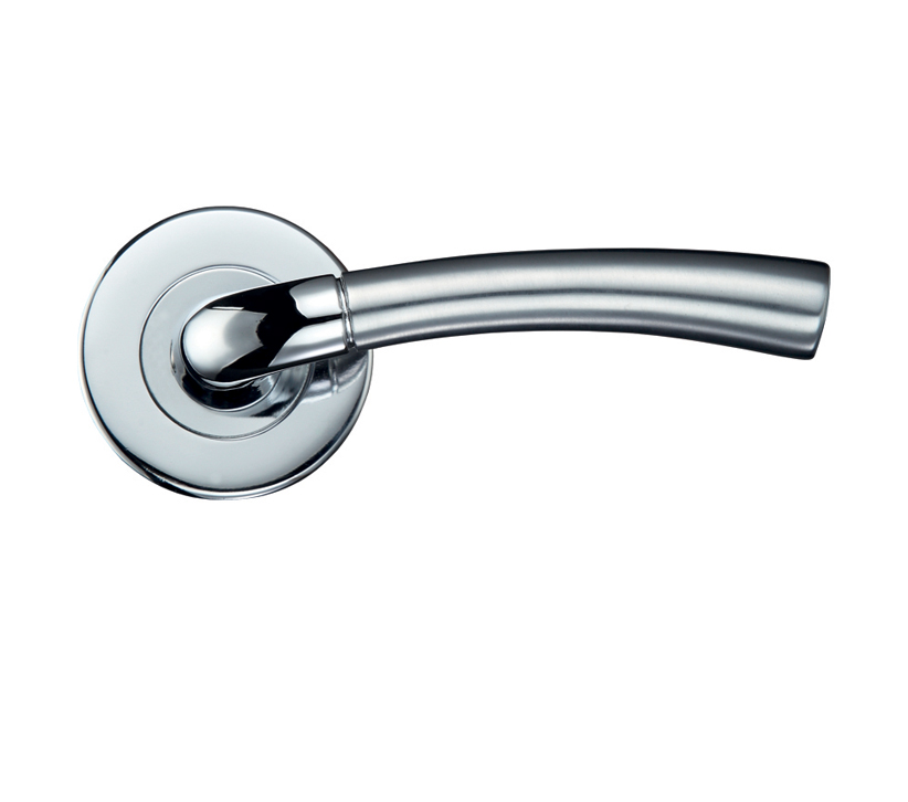 Zoo Hardware Stanza Girona Contract Lever On Round Rose, Dual Finish Satin Chrome & Polished Chrome (sold In Pairs)
