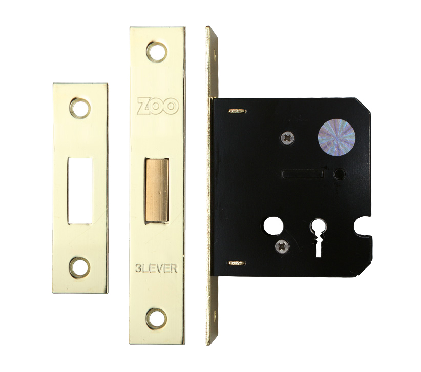 Zoo Hardware 3 Lever Contract Dead Lock (64mm Or 76mm), Electro Brass