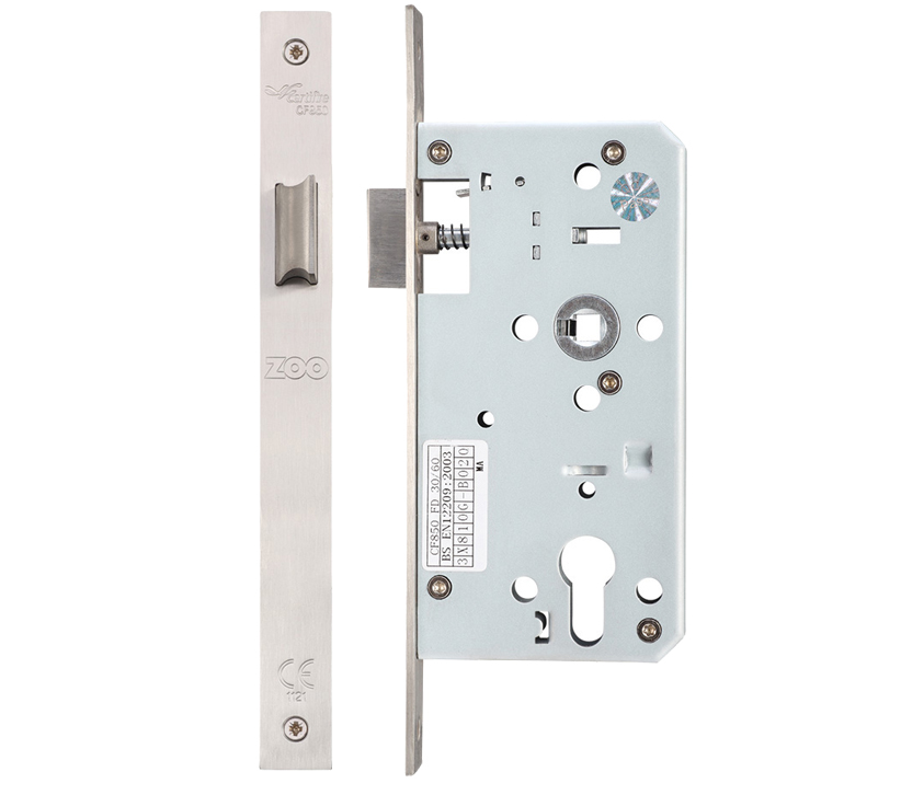 Zoo Hardware Vier 72mm C/c Din Latch (square Or Radius Profile), Satin Stainless Steel