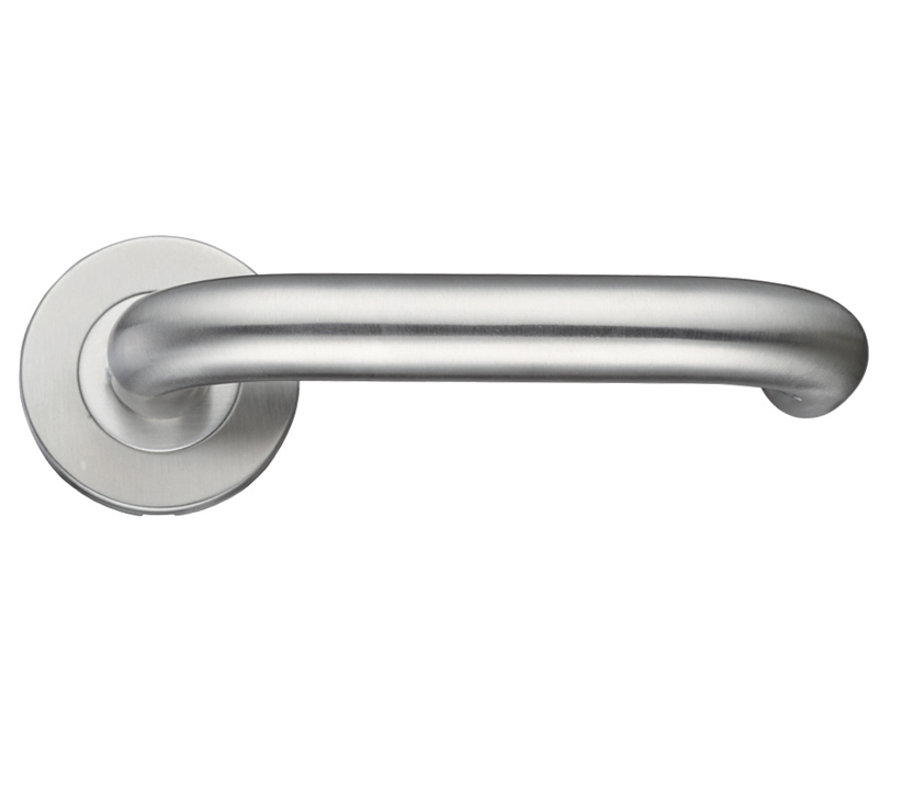 Zoo Hardware Zcs Rtd Lever On Round Rose, Satin Stainless Steel (sold In Pairs)