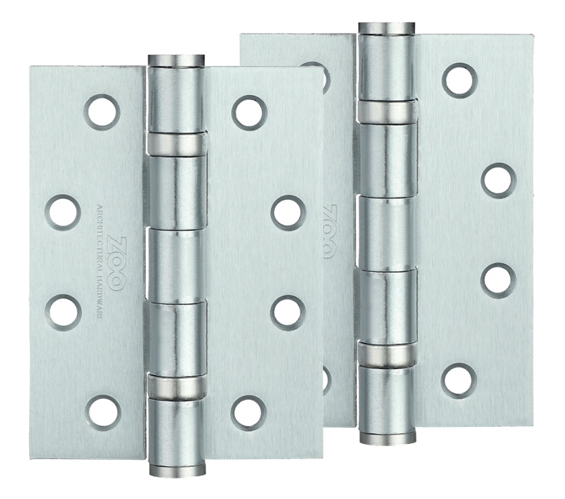Zoo Hardware 4 Inch Steel Ball Bearing Door Hinges, Satin Chrome  (sold In Pairs)