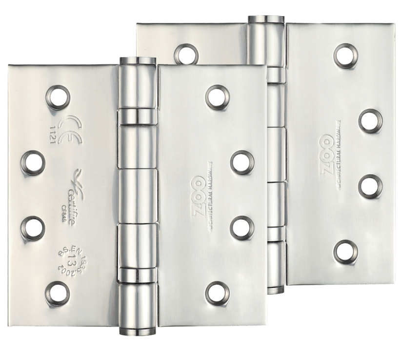 Zoo Hardware 4 Inch Grade 13 Ball Bearing Hinge, Polished Stainless Steel  (sold In Pairs)