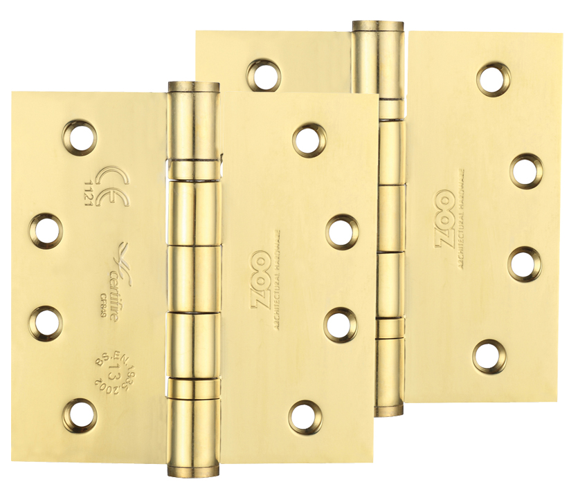 Zoo Hardware 4 Inch Grade 13 Ball Bearing Hinge, Pvd Stainless Brass  (sold In Pairs)