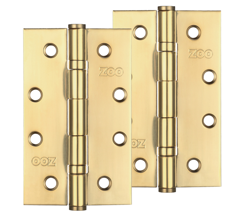 Zoo Hardware 4 Inch Grade 201 Slim Knuckle Bearing Hinge, Pvd Stainless Brass  (sold In Pairs)