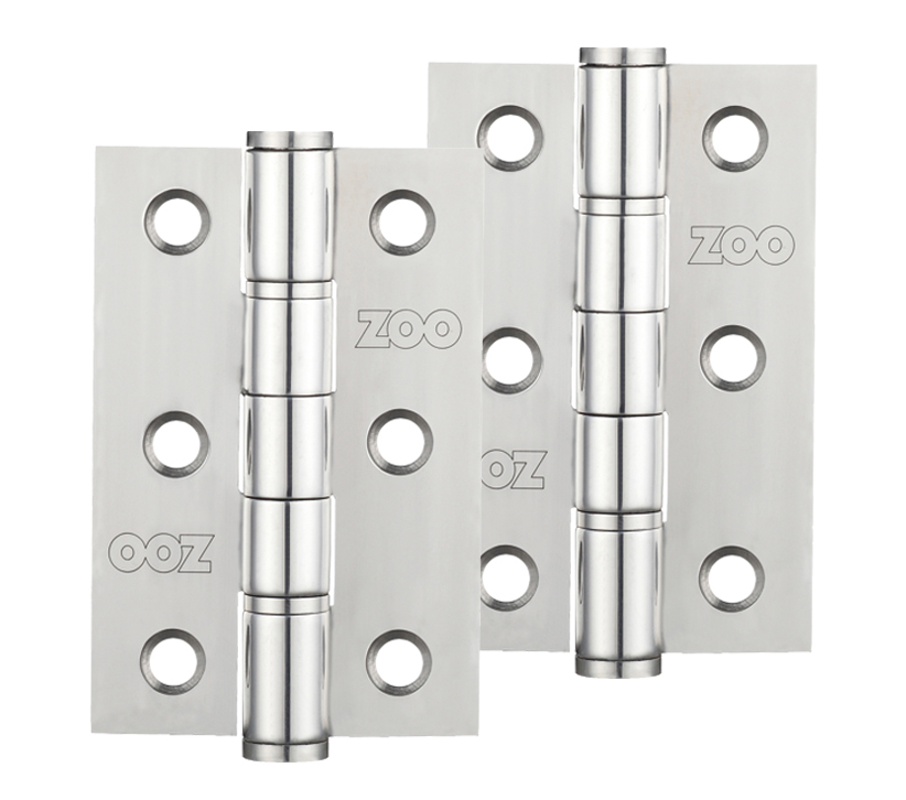 Zoo Hardware 3 Inch Grade 201 Washered Hinge, Polished Stainless Steel  (sold In Pairs)