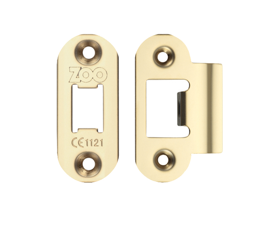 Zoo Hardware Radius Edge Face Plate And Strike Plate Accessory Pack, Pvd Stainless Brass