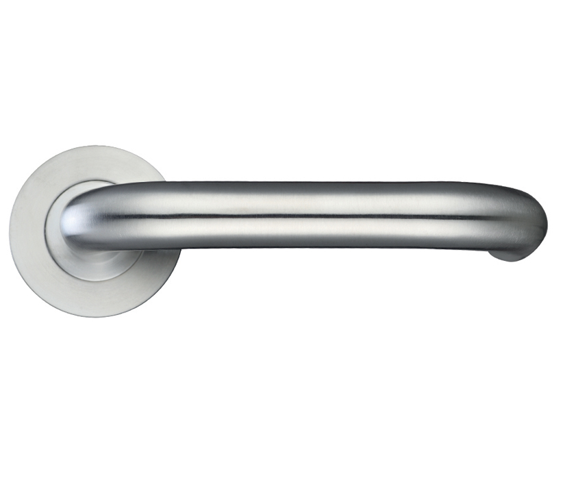 Zoo Hardware Zps Rtd Lever On Round Rose, Satin Stainless Steel (sold In Pairs)