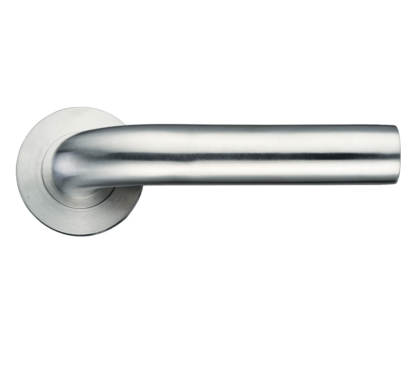 Zoo Hardware Zps Radius Lever On Round Rose, Satin Stainless Steel  (sold In Pairs)