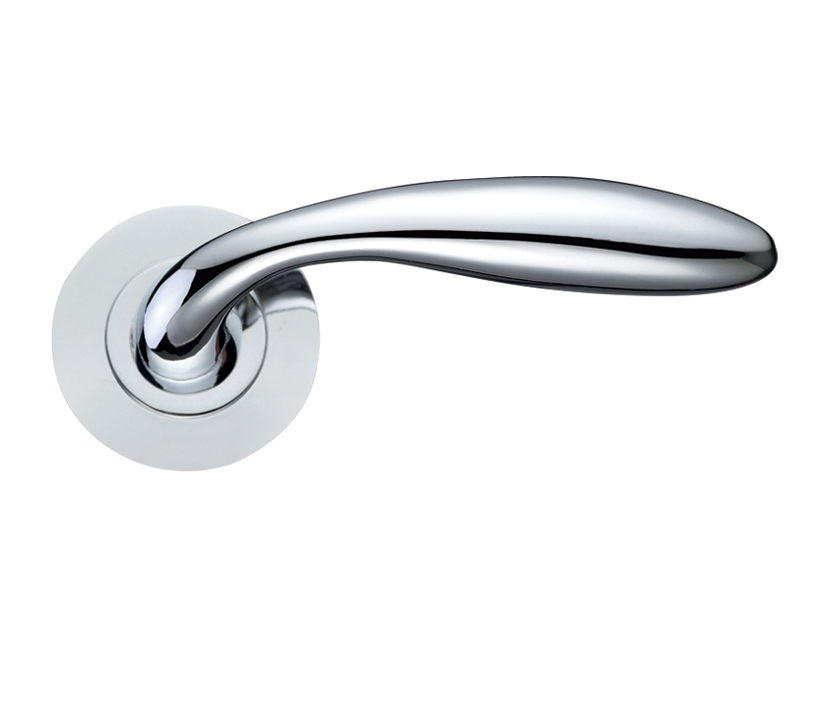 Zoo Hardware Stanza Verona Lever On Round Rose, Polished Chrome (sold In Pairs)