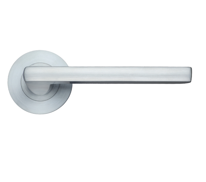 Zoo Hardware Stanza Venice Lever On Round Rose, Satin Chrome (sold In Pairs)