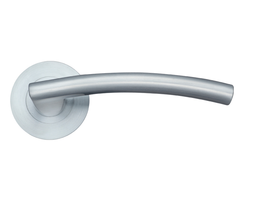 Zoo Hardware Stanza Amalfi Lever On Round Rose, Satin Chrome (sold In Pairs)