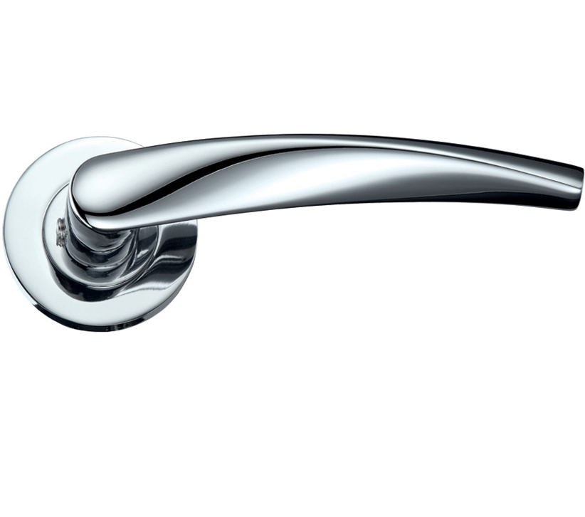 Zoo Hardware Stanza Vesta Lever On Round Rose, Polished Chrome (sold In Pairs)