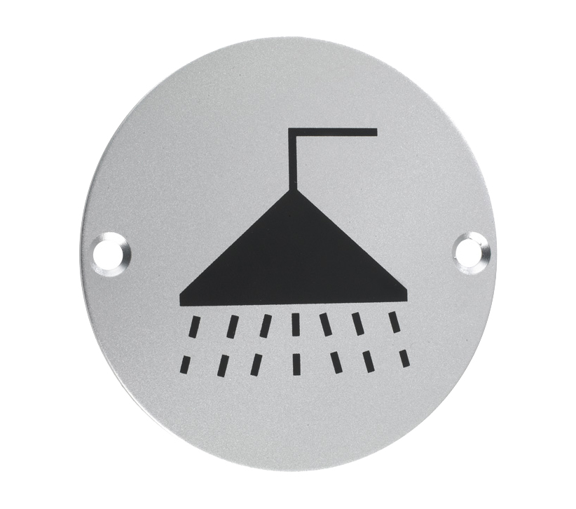 Zoo Hardware Zsa Door Sign – Shower Symbol, Satin Aluminium