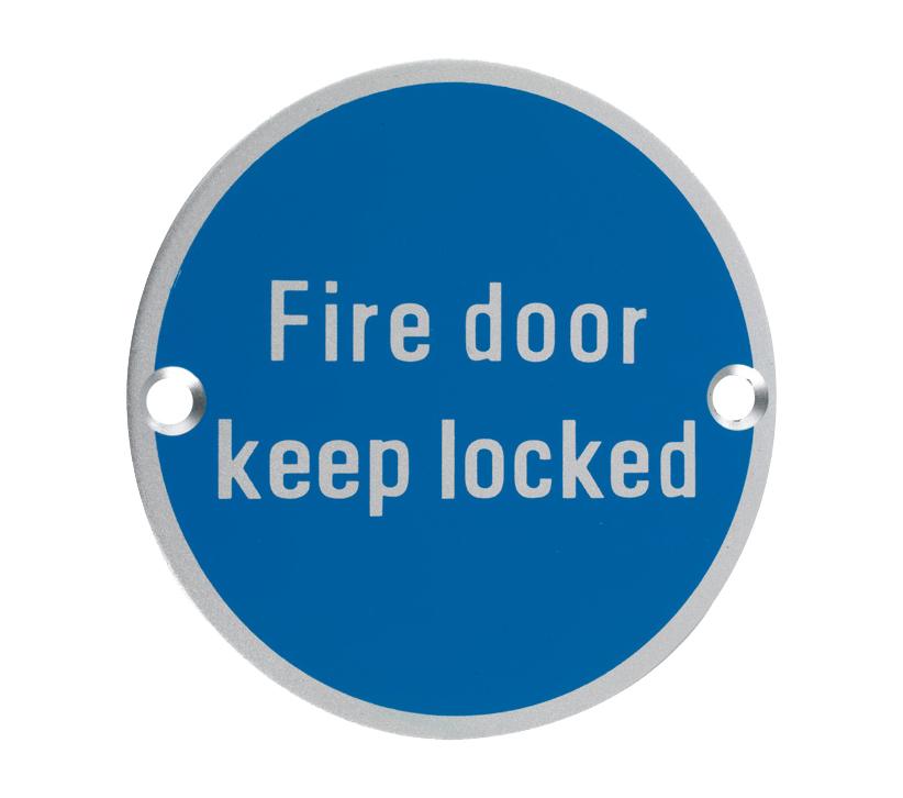 Zoo Hardware Zsa Door Sign – Fire Door Keep Locked, Satin Aluminium