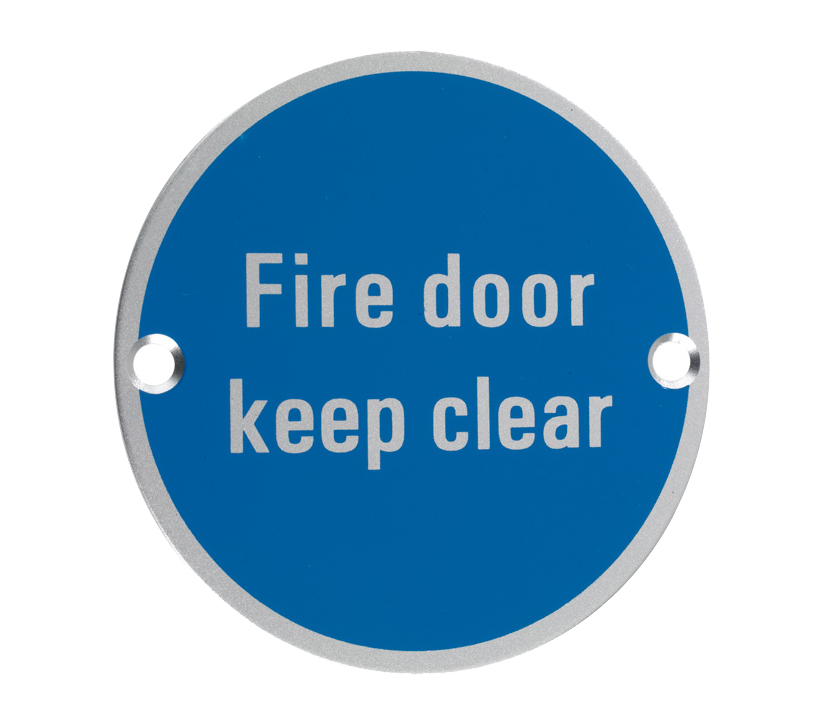 Zoo Hardware Zsa Door Sign – Fire Door Keep Clear, Satin Aluminium