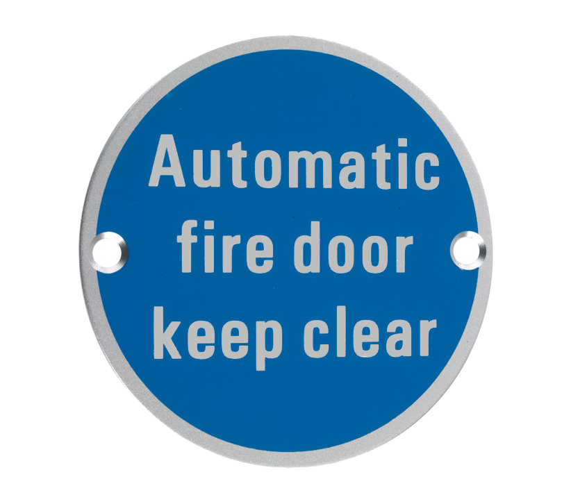 Zoo Hardware Zsa Door Sign – Automatic Fire Door Keep Clear, Satin Aluminium